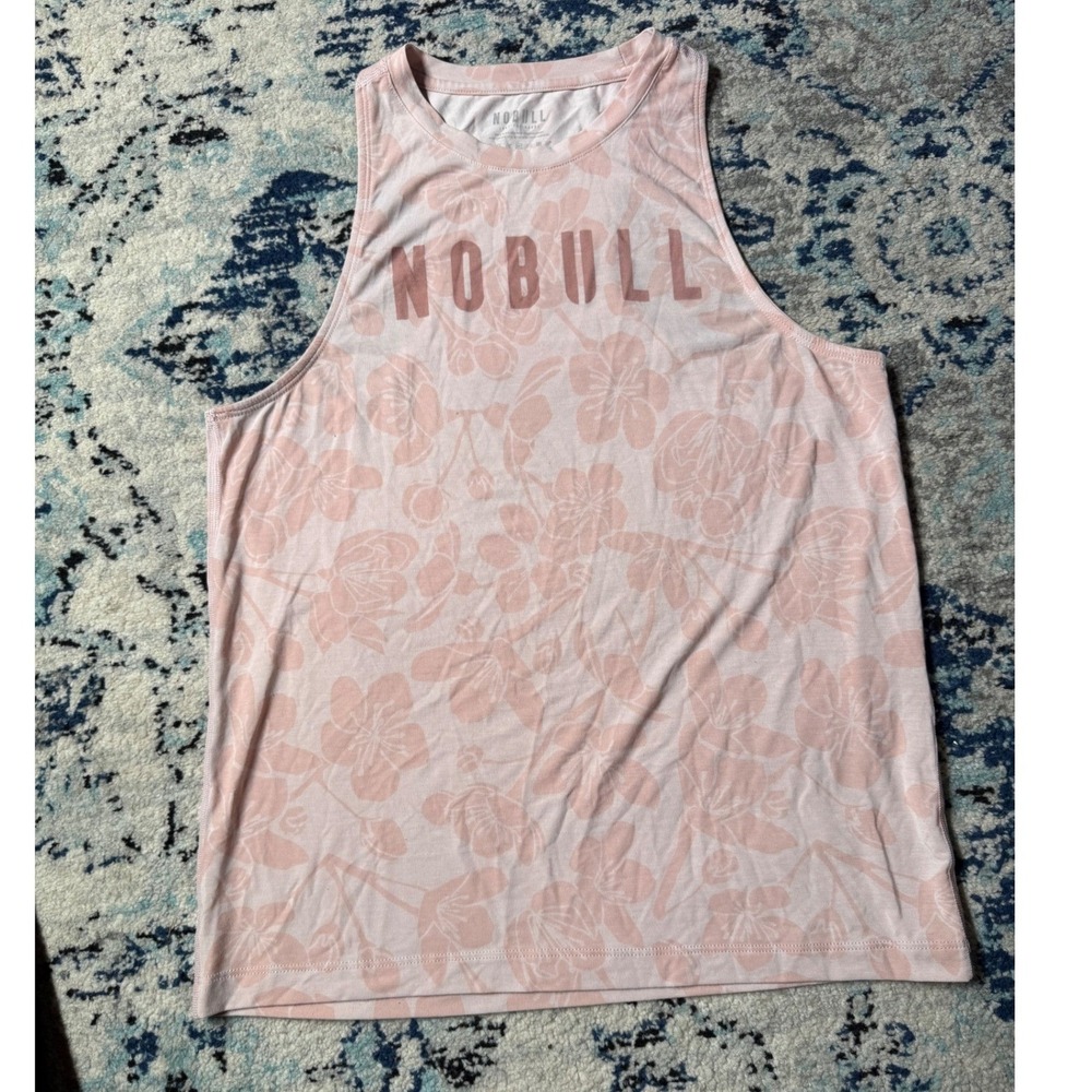 NOBULL Womens Pink Floral Cherry Blossom Racerback Training Tank Top Small